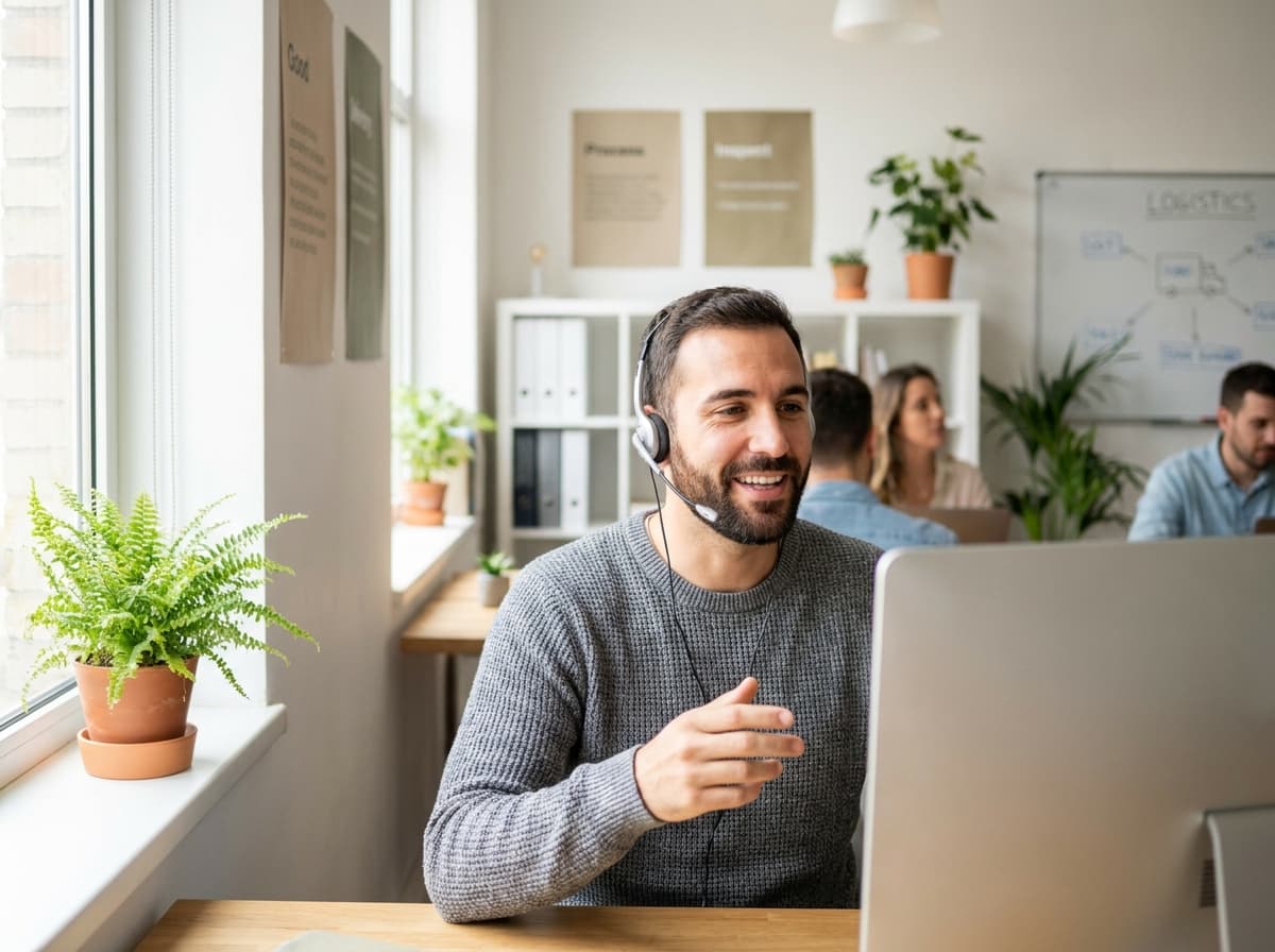 SanderBell support specialist wearing a headset